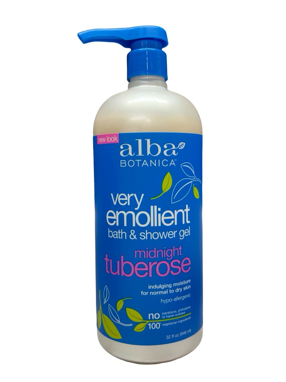 Alba Botanica Very Emollient Bath & Shower Gel Wash, MIDNIGHT TUBEROSE 32oz
